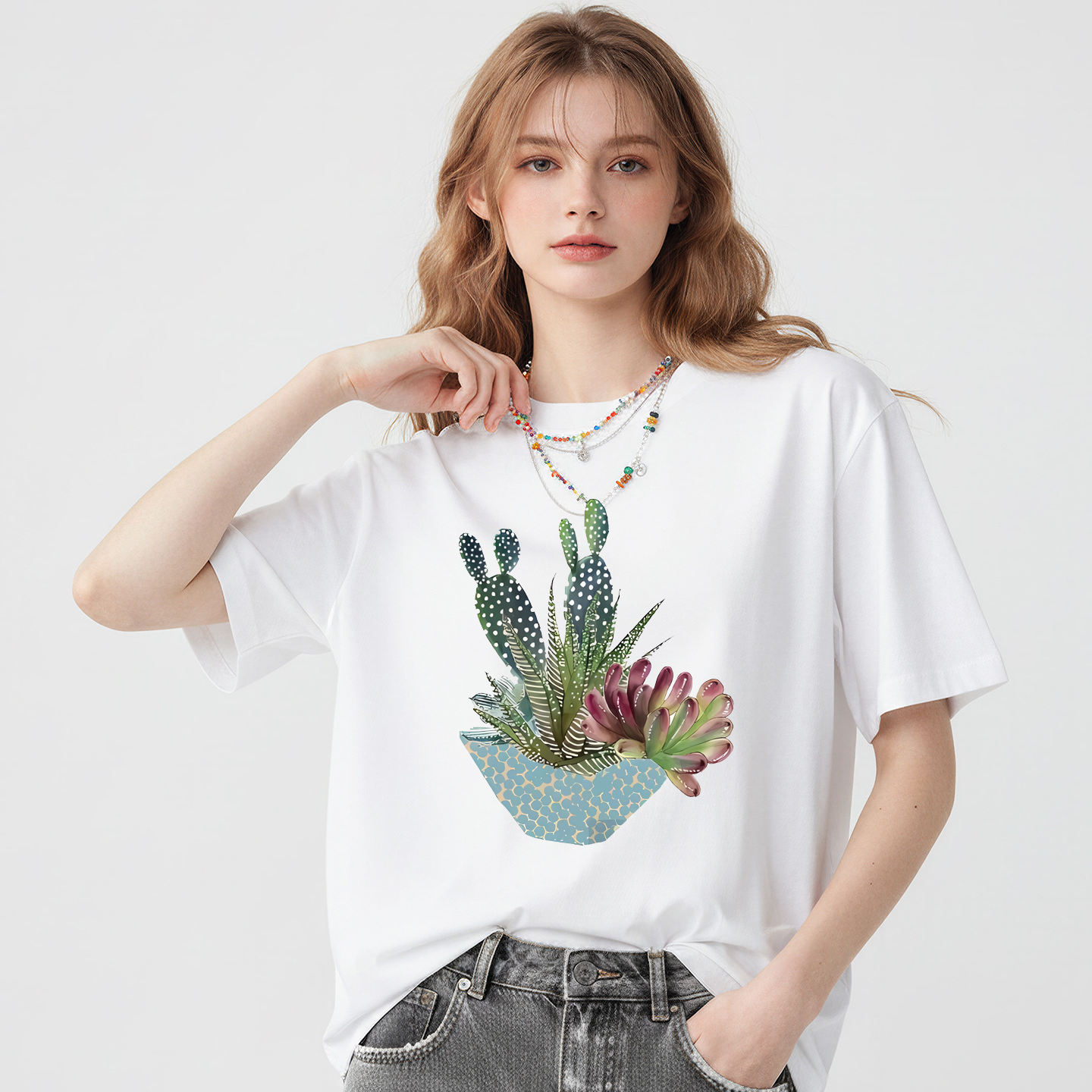 Plant Parent T Shirt - Fashion Women's Personality Cactus Print Short