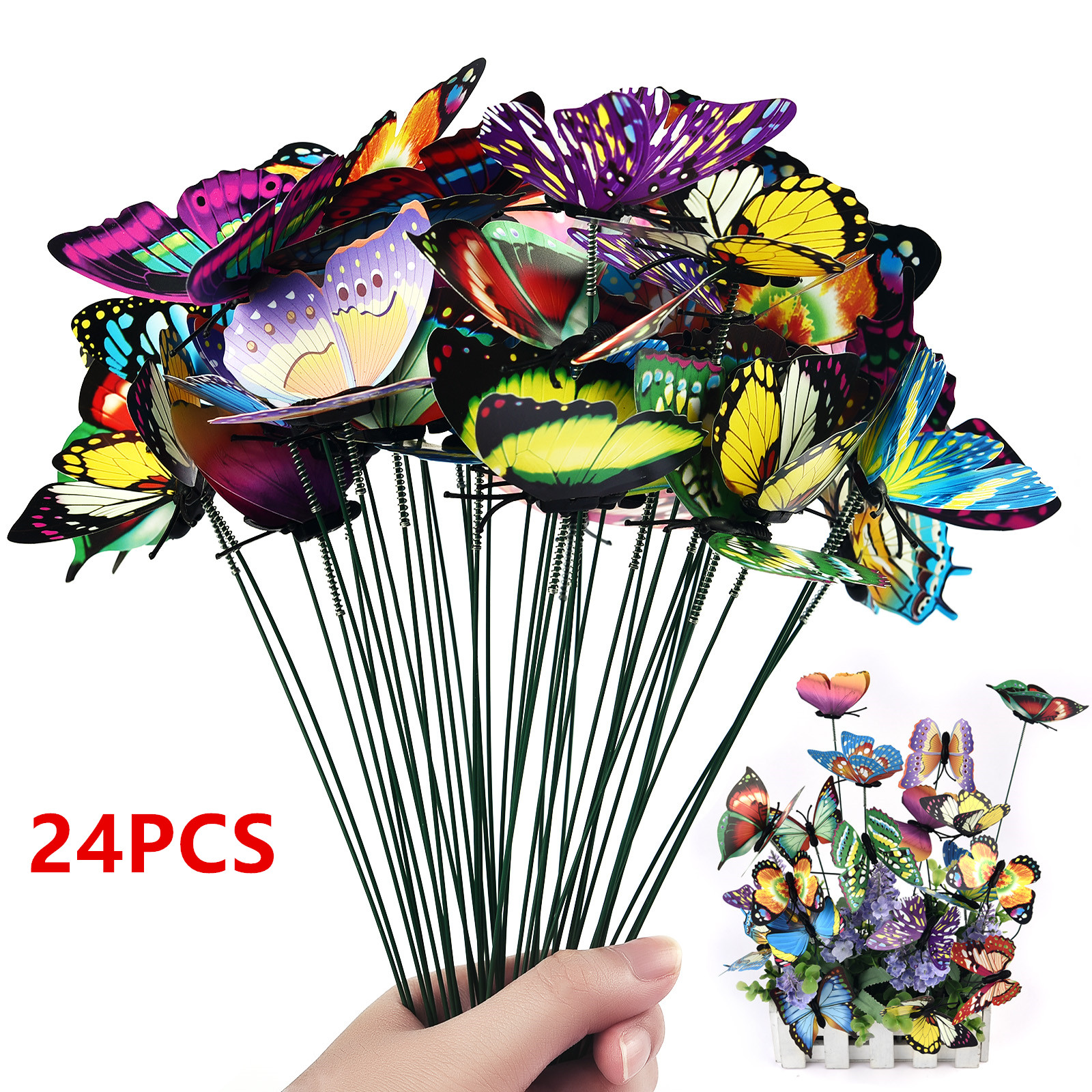 Plant Parents - 24Pcs/set Butterflies Garden Yard Planter Colorful